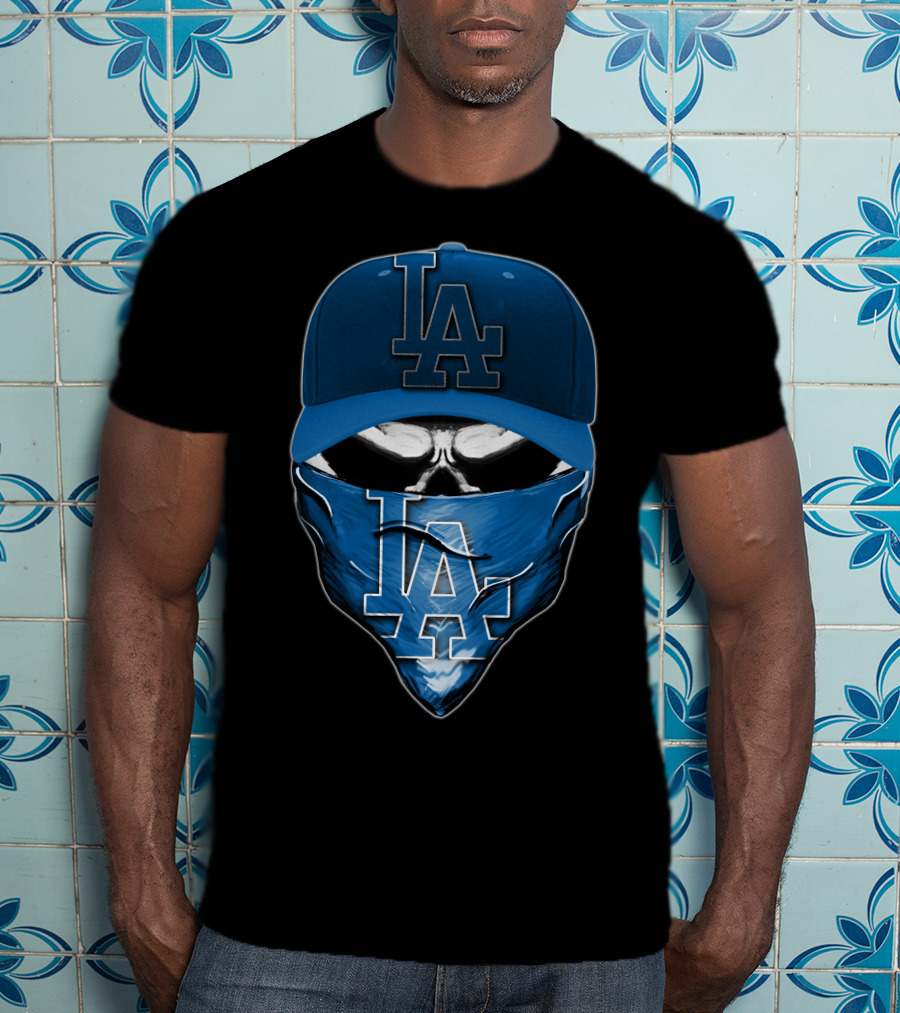 Skull LA Dodgers Hat Bandana T-Shirt