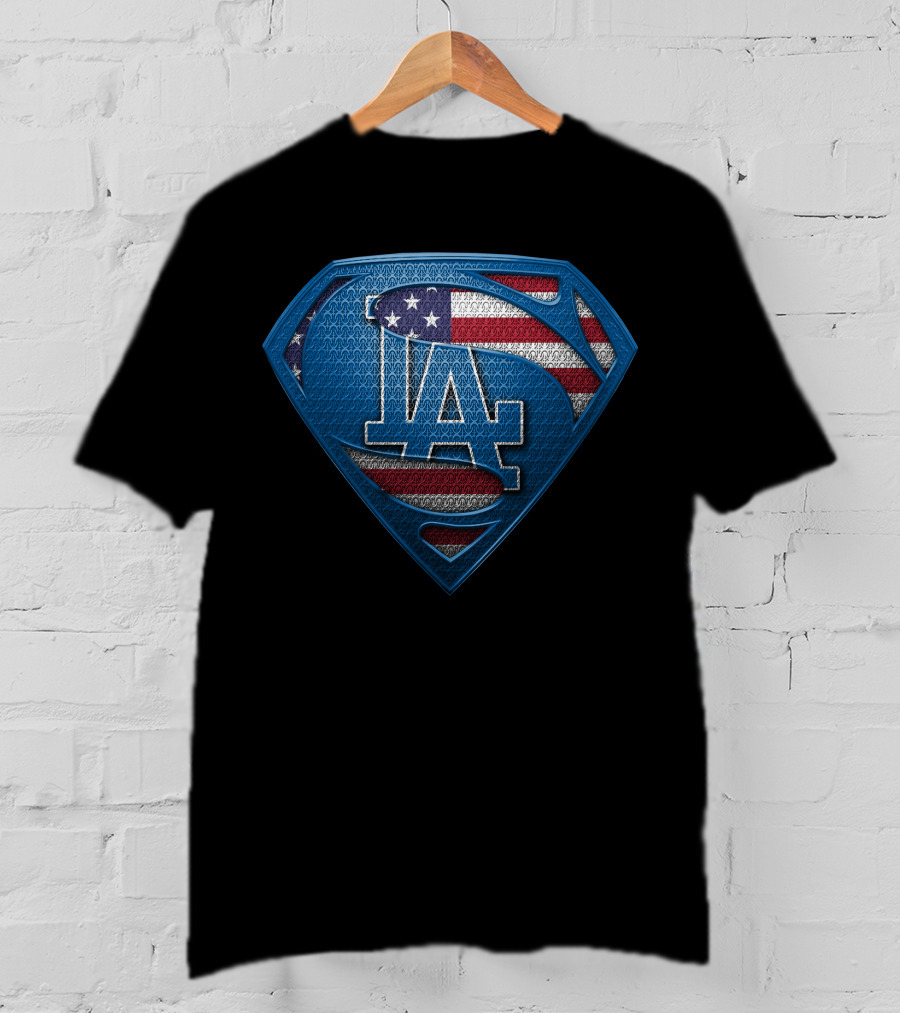 Los Angeles Dodgers American Flag Superhero T-Shirt