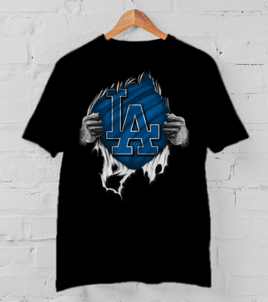 Torn LA Dodgers Logo With Hands T-Shirt