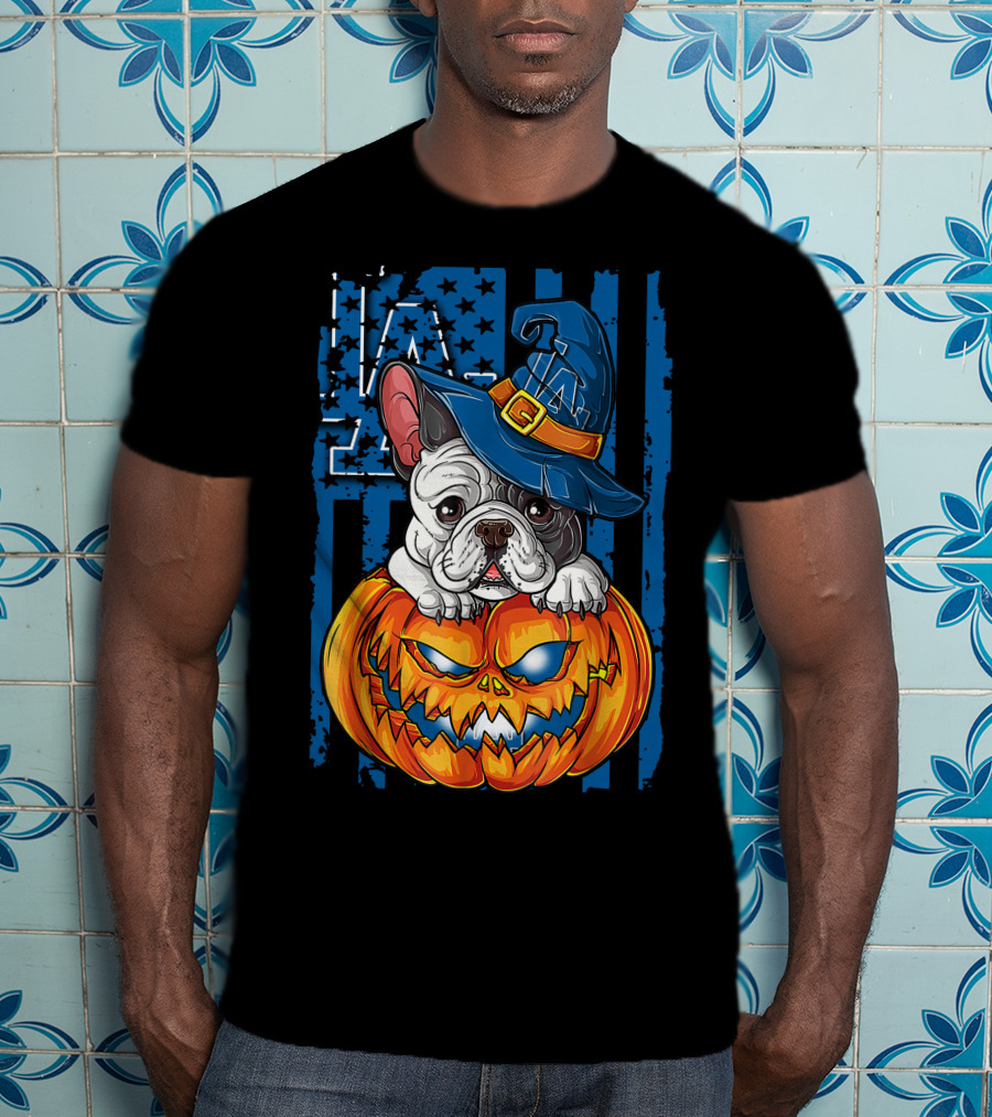 Hlw Bulldog Halloween Pumpkin Los Angeles Dodgers T-Shirt
