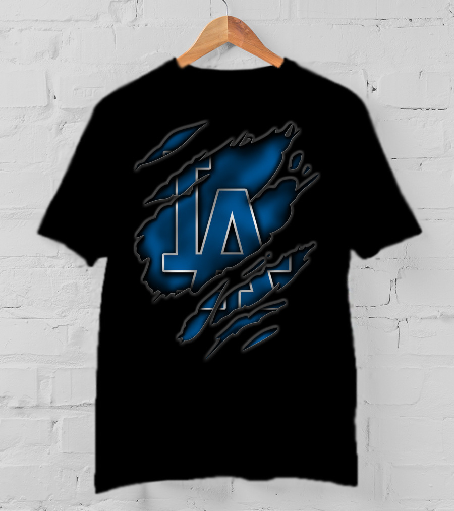 Torn Los Angeles Dodgers LA Logo Ripped Claw Marks T-Shirt