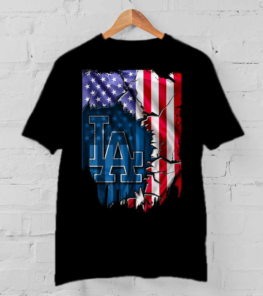 LA Dodgers American Flag Fusion T-Shirt
