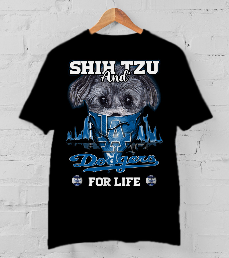 Shih Tzu And Dodgers For Life T-Shirt