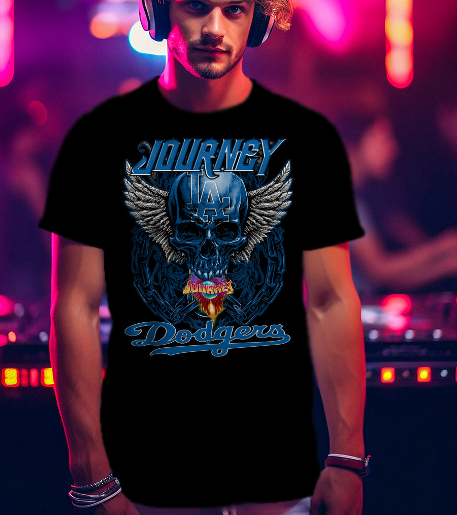 Journey Los Angeles Dodgers Skull Wings Iconic T-Shirt