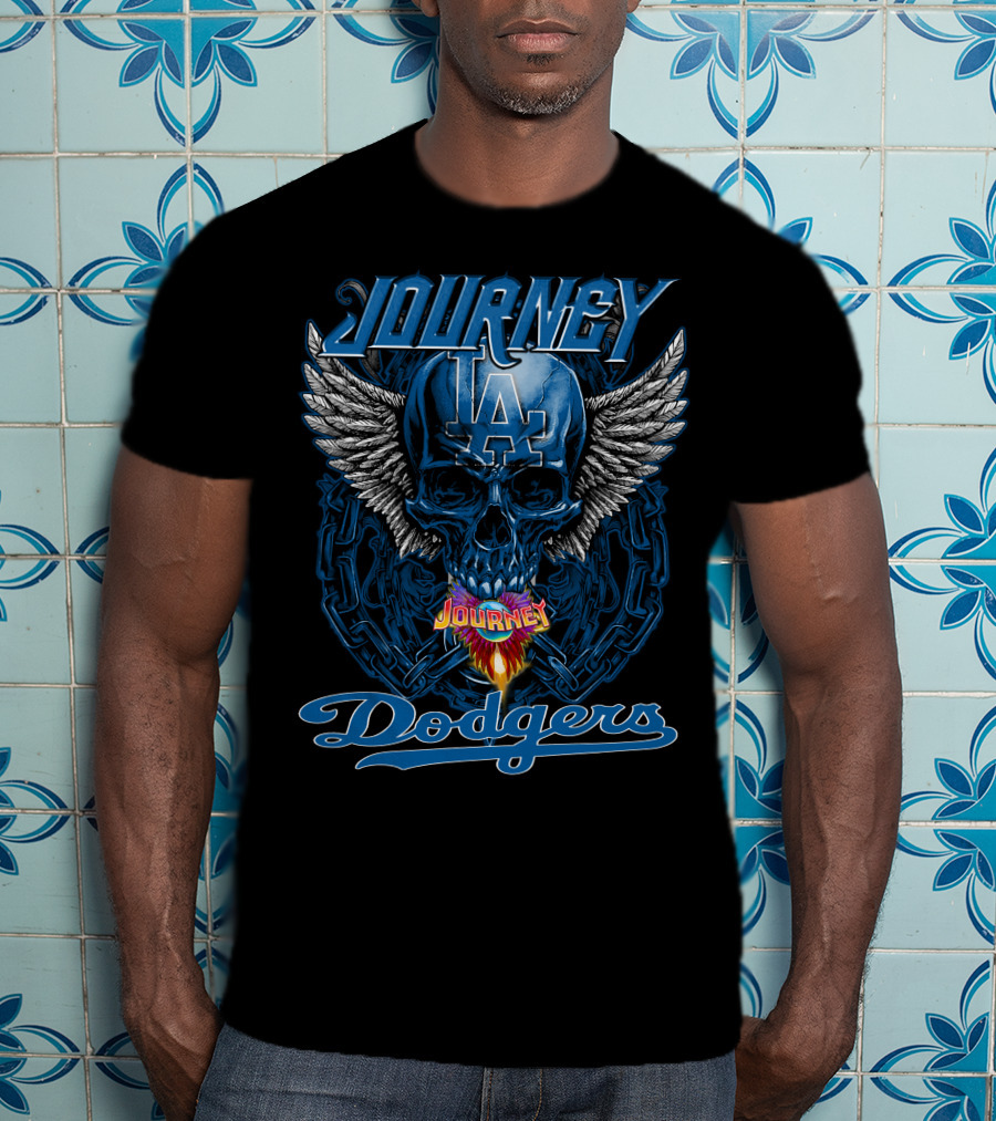 Journey Los Angeles Dodgers Skull Wings Iconic T-Shirt