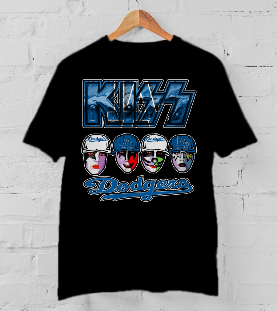 Kiss Los Angeles Dodgers Face Paint Baseball Collaboration T-Shirt