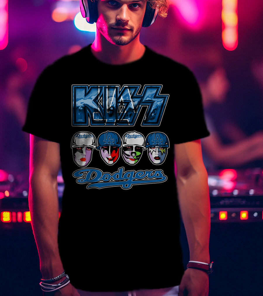 Kiss Los Angeles Dodgers Face Paint Baseball Collaboration T-Shirt