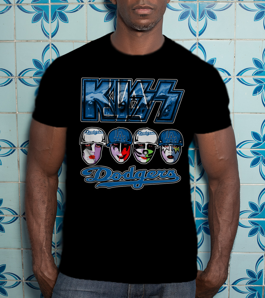 Kiss Los Angeles Dodgers Face Paint Baseball Collaboration T-Shirt
