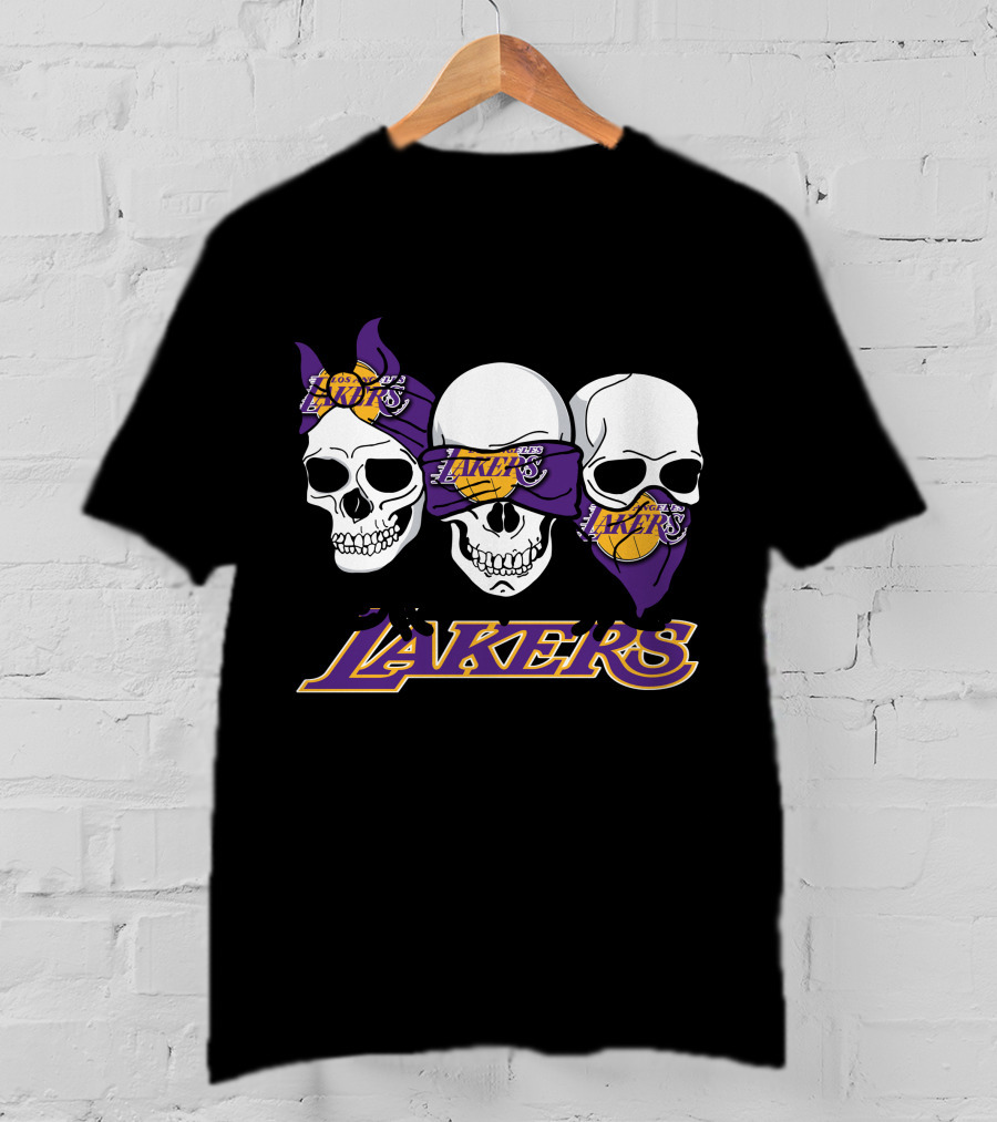 Skulls With Bandanas Los Angeles Lakers T-Shirt