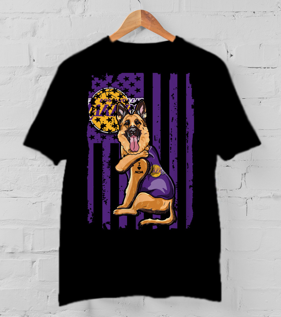German Shepherd Los Angeles Lakers Fan Mom T-Shirt