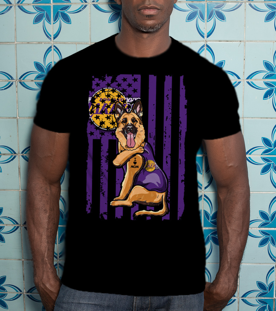 German Shepherd Los Angeles Lakers Fan Mom T-Shirt