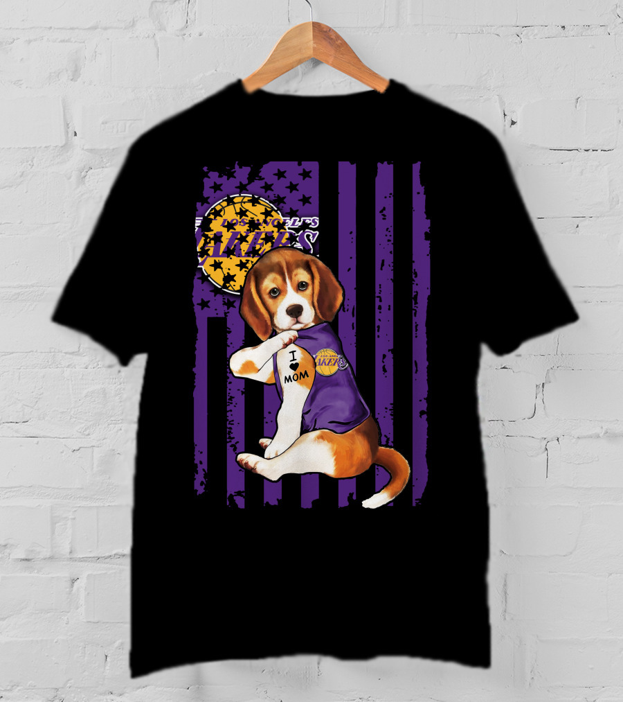 Beagle I Love Mom Los Angeles Lakers T-Shirt