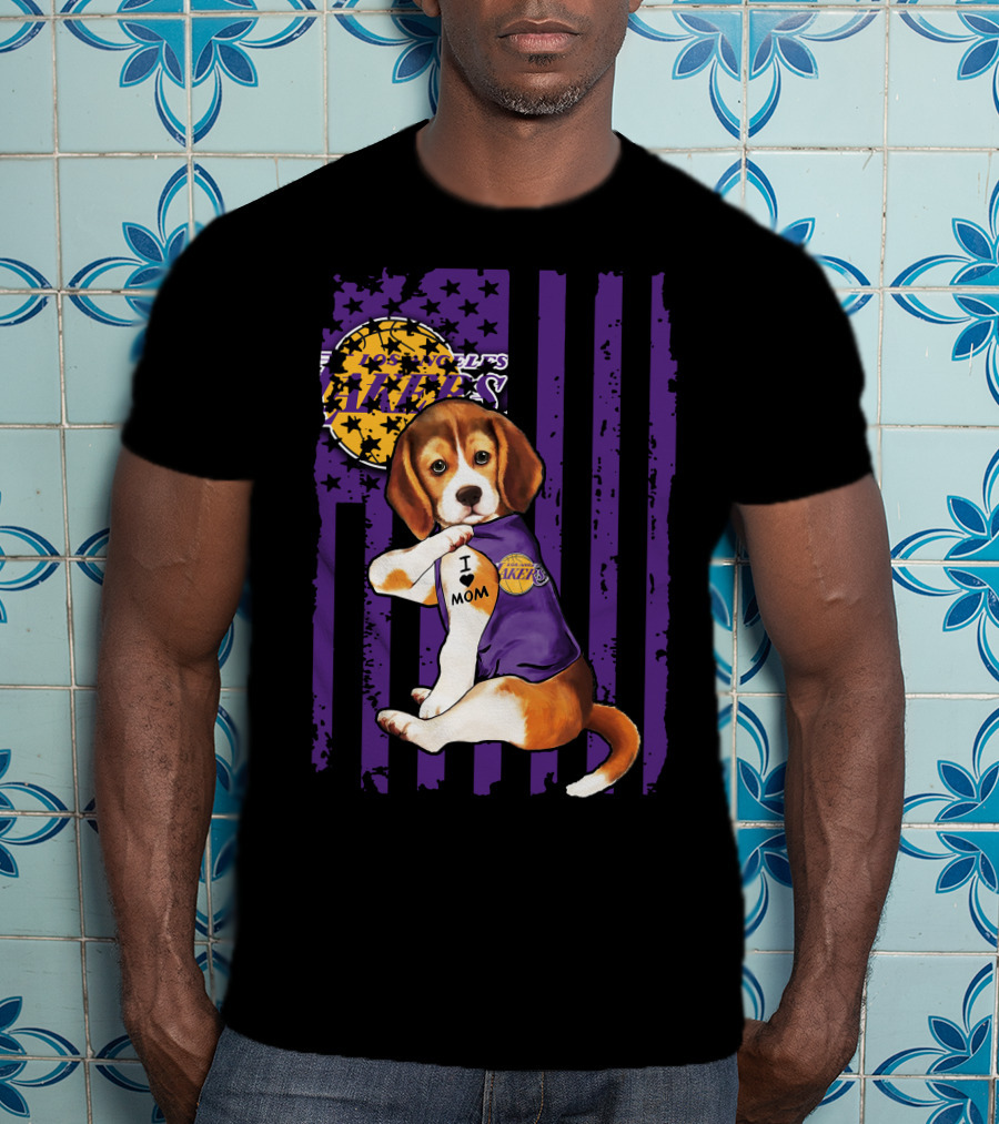 Beagle I Love Mom Los Angeles Lakers T-Shirt