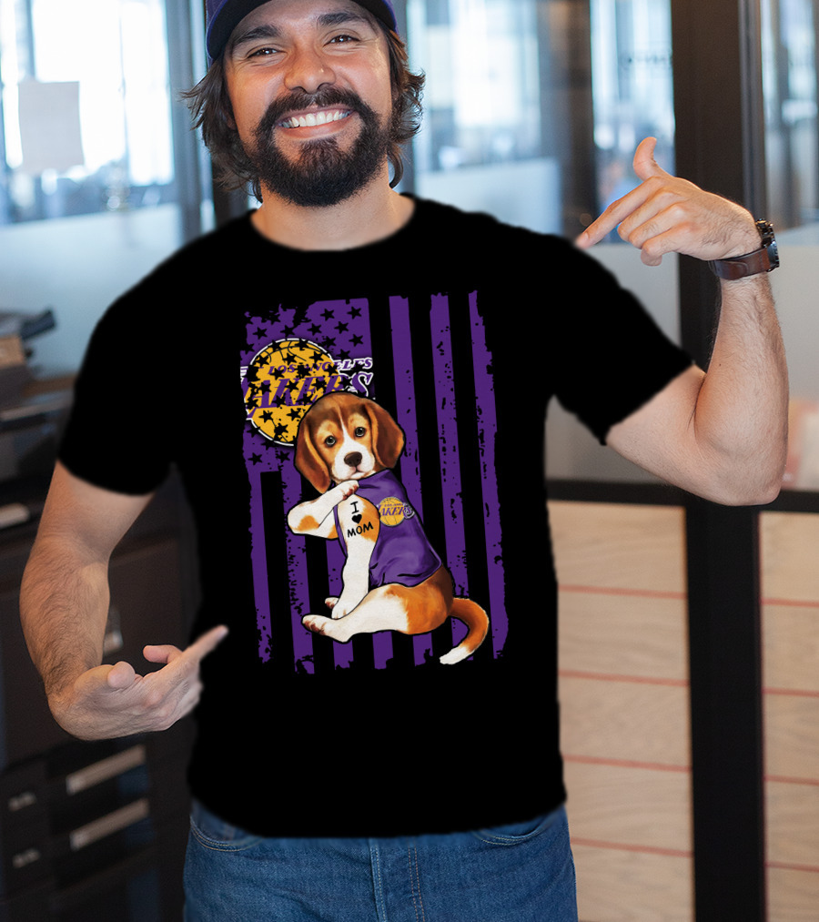 Beagle I Love Mom Los Angeles Lakers T-Shirt