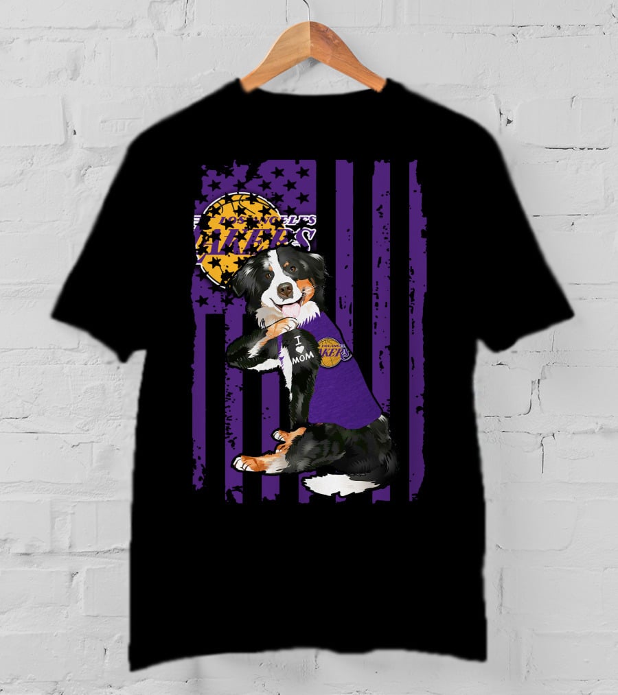 Border Collie I Love Mom Los Angeles Lakers T-Shirt