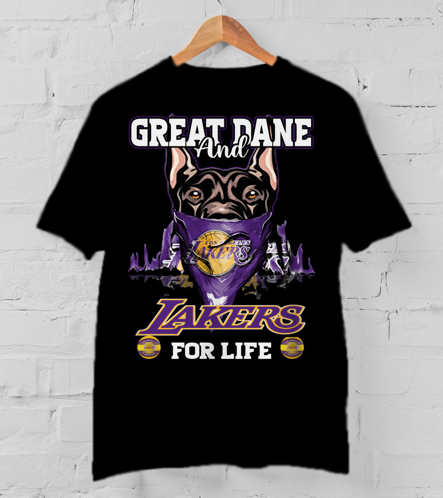 Great Dane And Los Angeles Lakers For Life T-Shirt