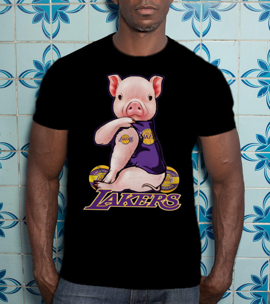 Los Angeles Lakers Pig In Team Jersey T-Shirt
