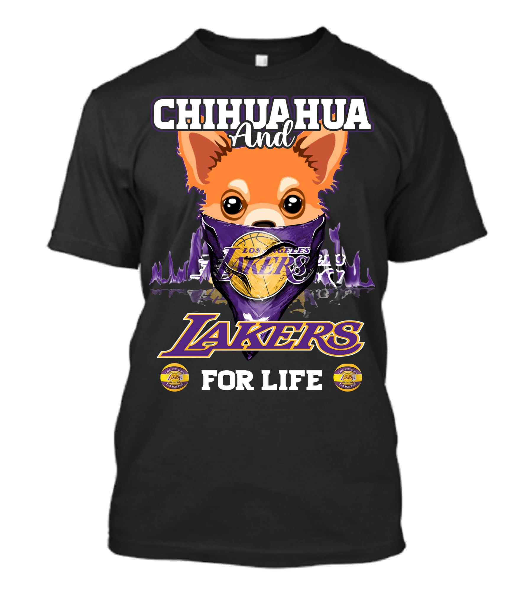 Chihuahua And Los Angeles Lakers For Life T-Shirt