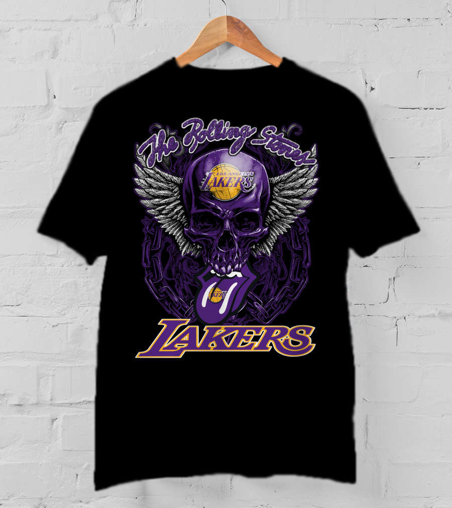 The Rolling Stones Los Angeles Lakers Skull Logo Collaboration T-Shirt