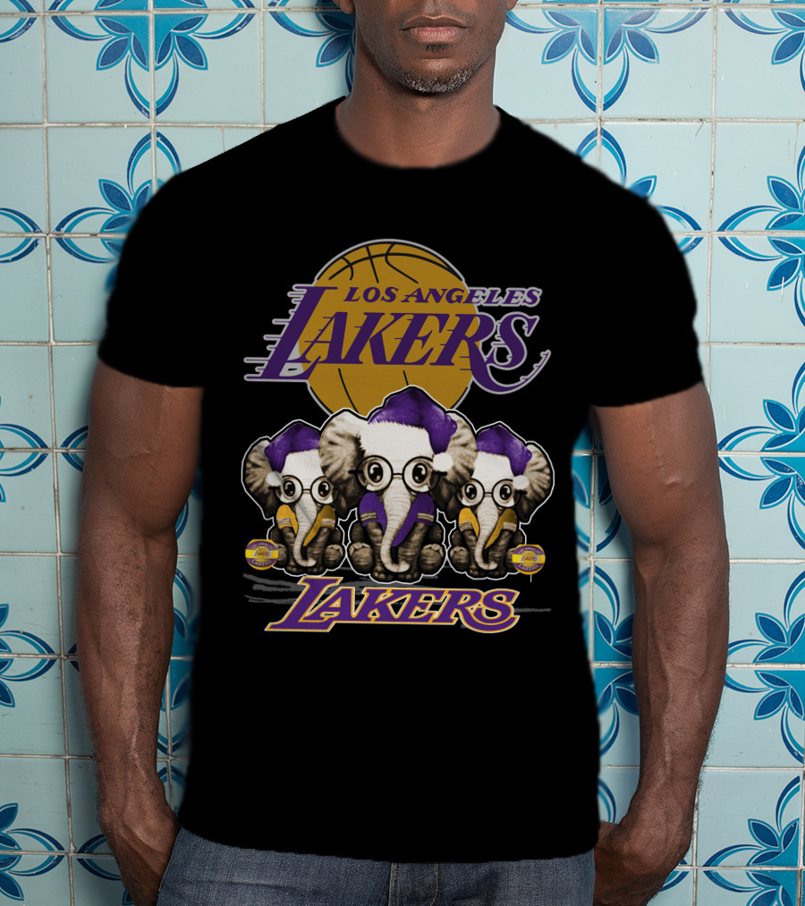 Los Angeles Lakers Xmas Elephants Basketball T-Shirt