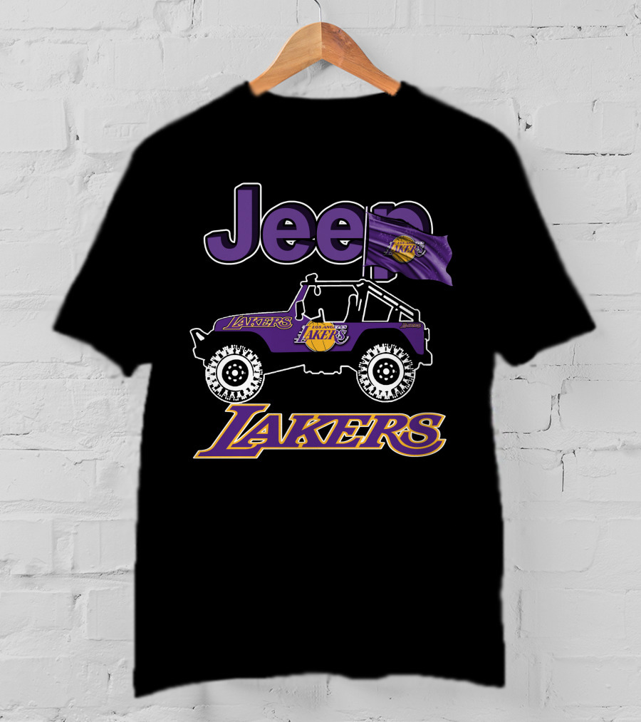 Jeep Los Angeles Lakers Flag Logo Vehicle Wheels T-Shirt