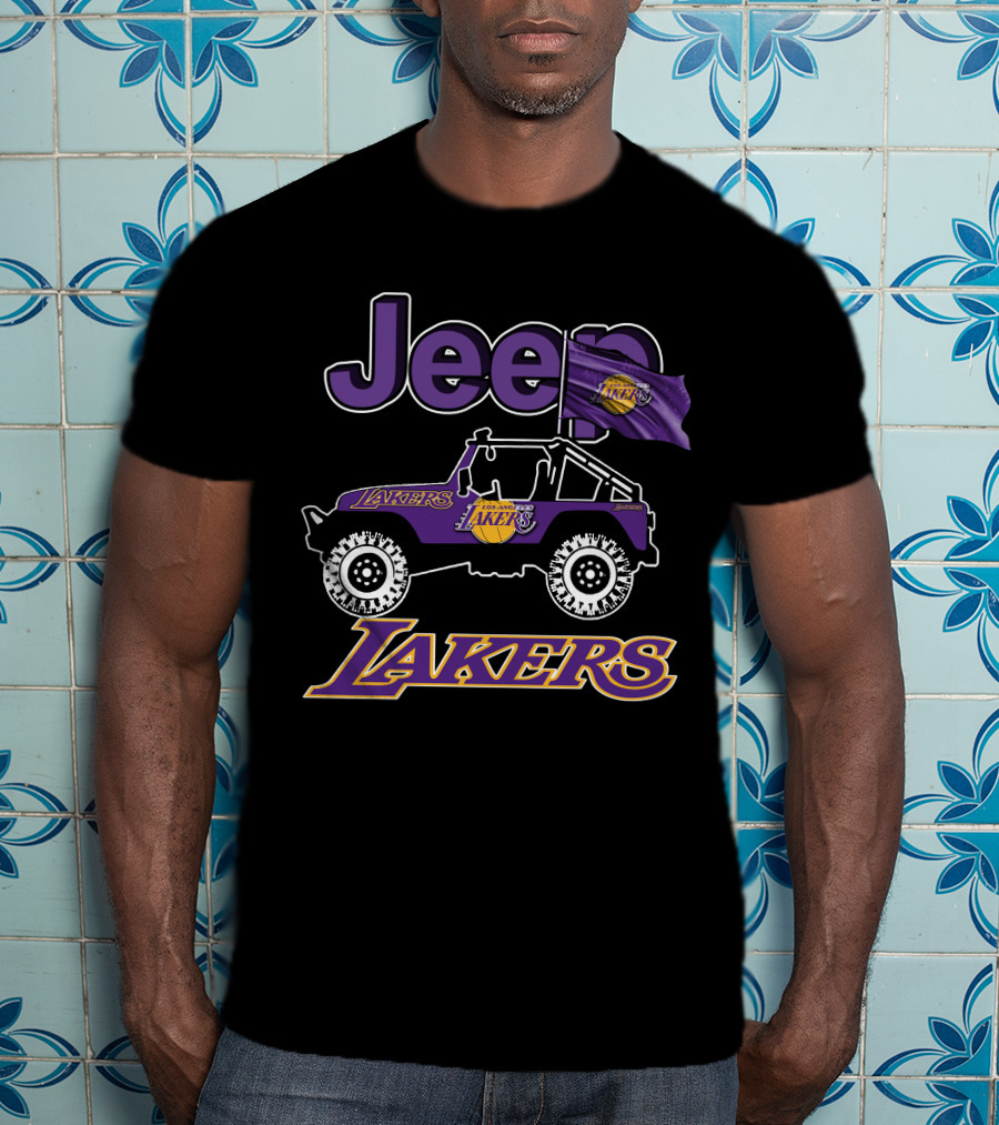 Jeep Los Angeles Lakers Flag Logo Vehicle Wheels T-Shirt
