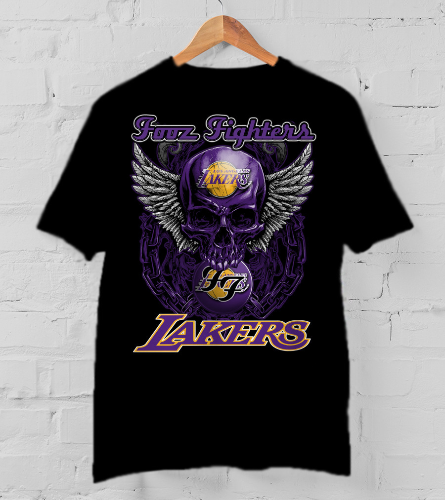 Foo Fighters Los Angeles Lakers Skull Wings T-Shirt
