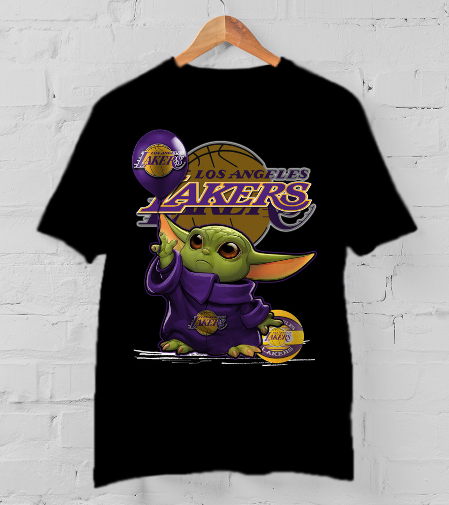 Yoda Los Angeles Lakers Basketball Logo Baby Alien T-Shirt