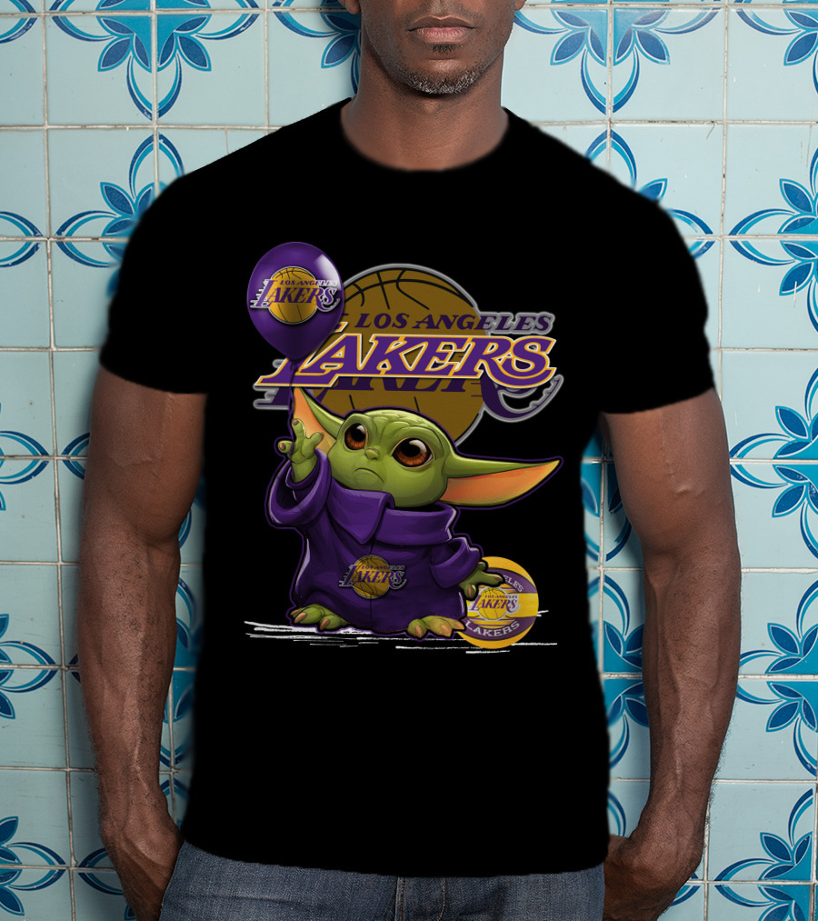Yoda Los Angeles Lakers Basketball Logo Baby Alien T-Shirt