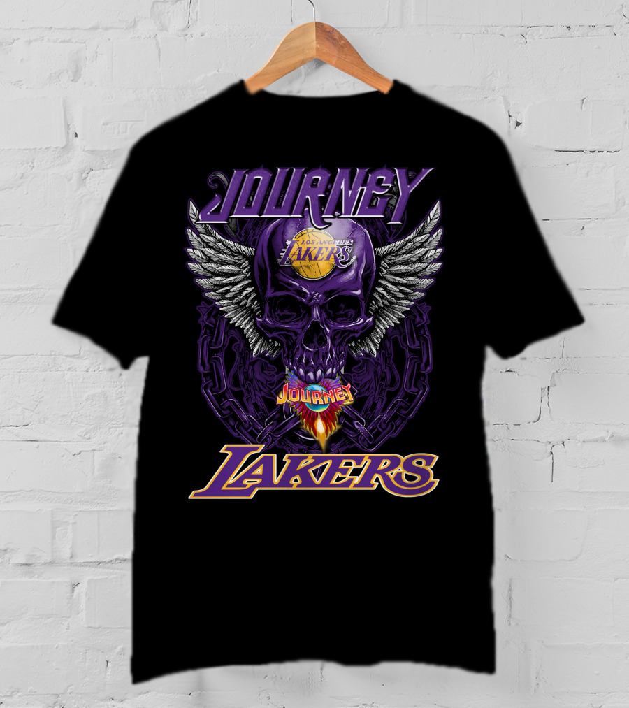 Journey Los Angeles Lakers Skull Wings Flame T-Shirt