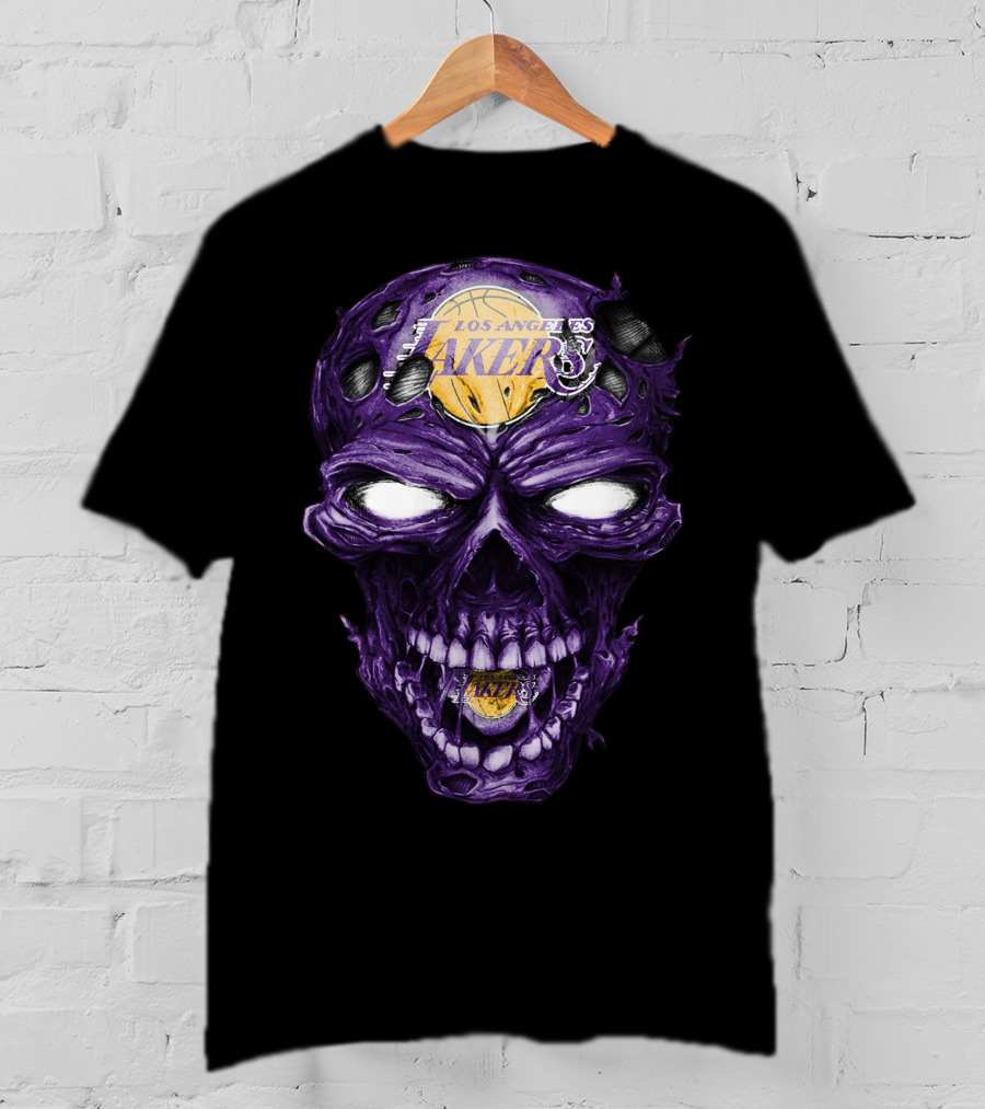 Skull Los Angeles Lakers Purple Basketball T-Shirt