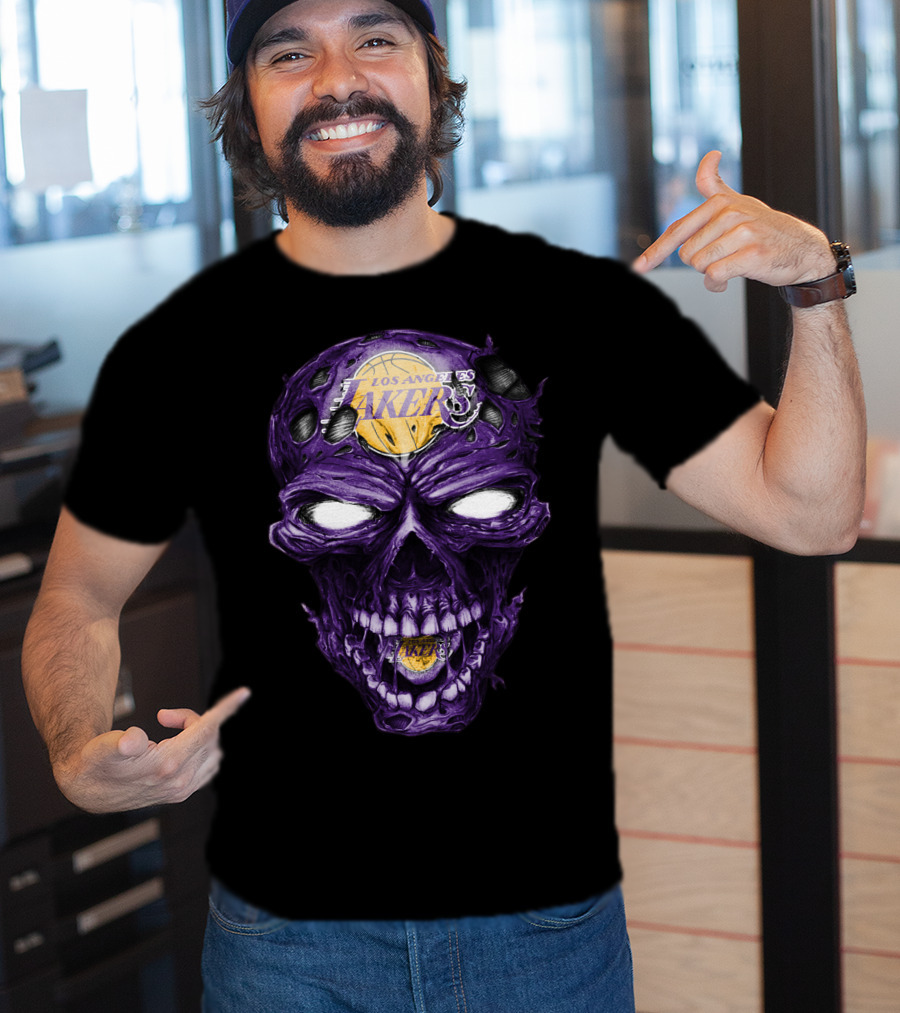 Skull Los Angeles Lakers Purple Basketball T-Shirt