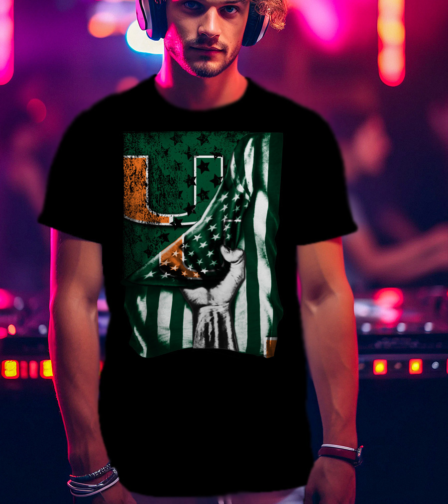 Miami Hurricanes U Flag Stars And Stripes Fist T-Shirt