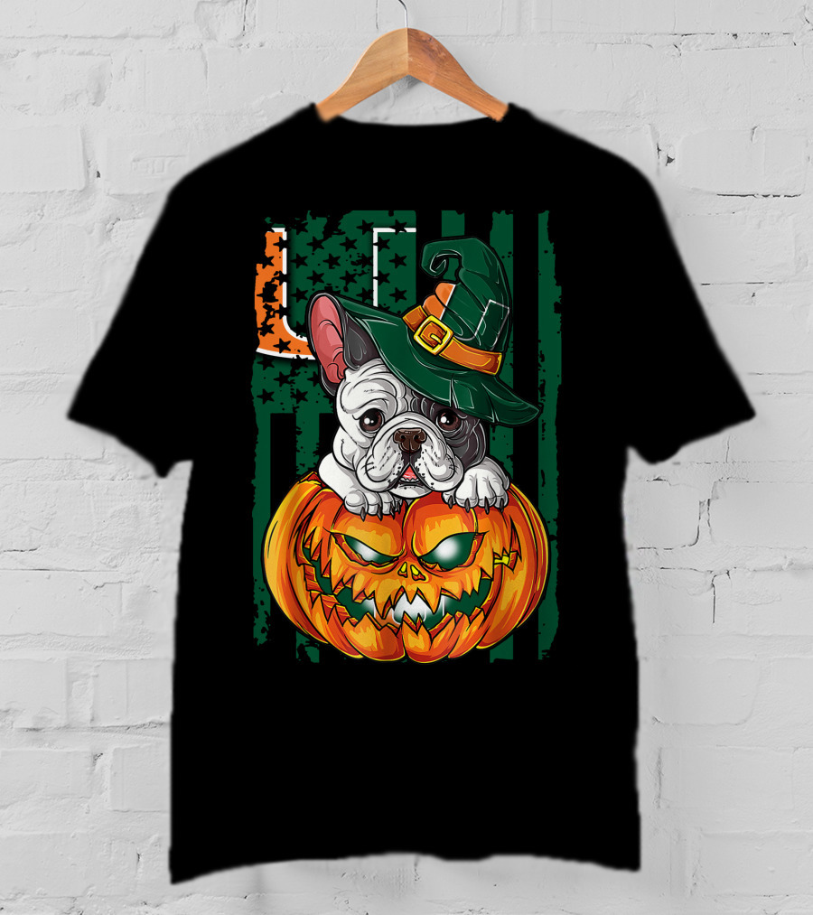 Hlw Bulldog Halloween Miami Hurricanes Pumpkin Hat T-Shirt