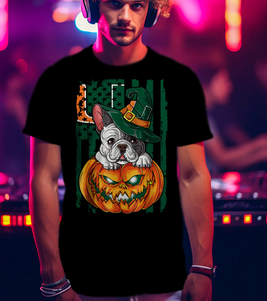 Hlw Bulldog Halloween Miami Hurricanes Pumpkin Hat T-Shirt
