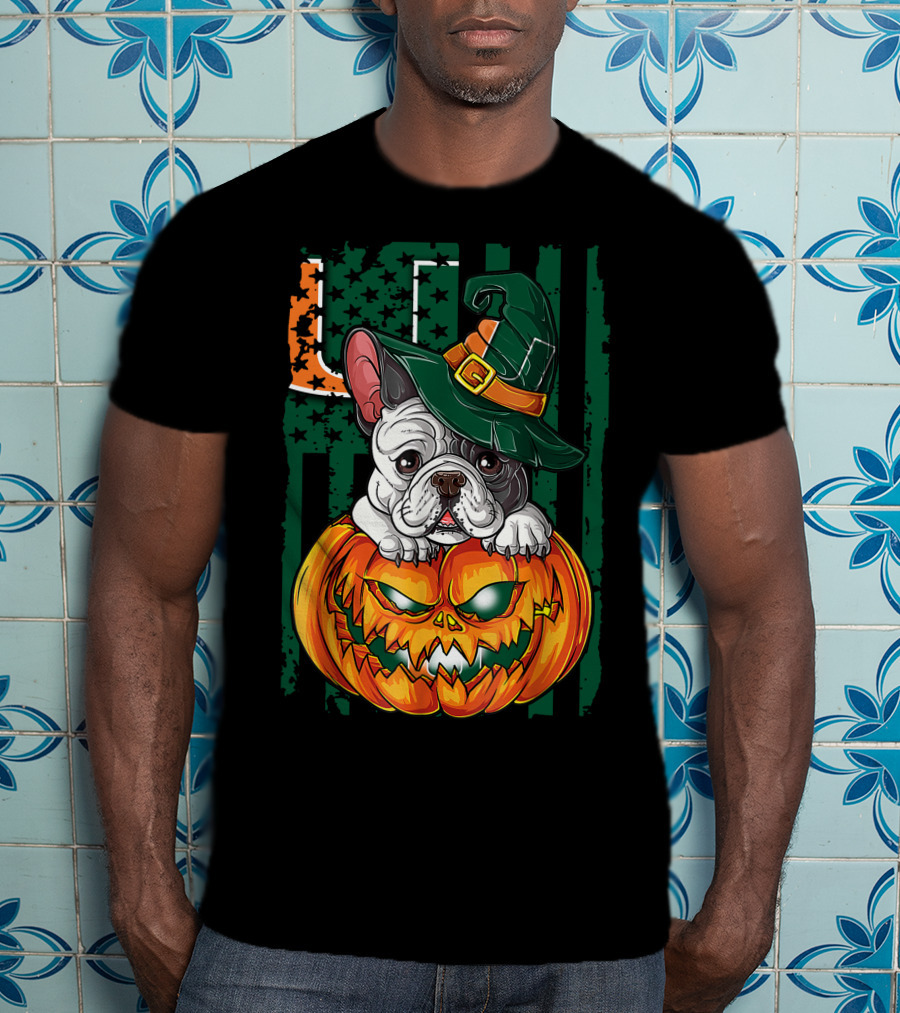 Hlw Bulldog Halloween Miami Hurricanes Pumpkin Hat T-Shirt