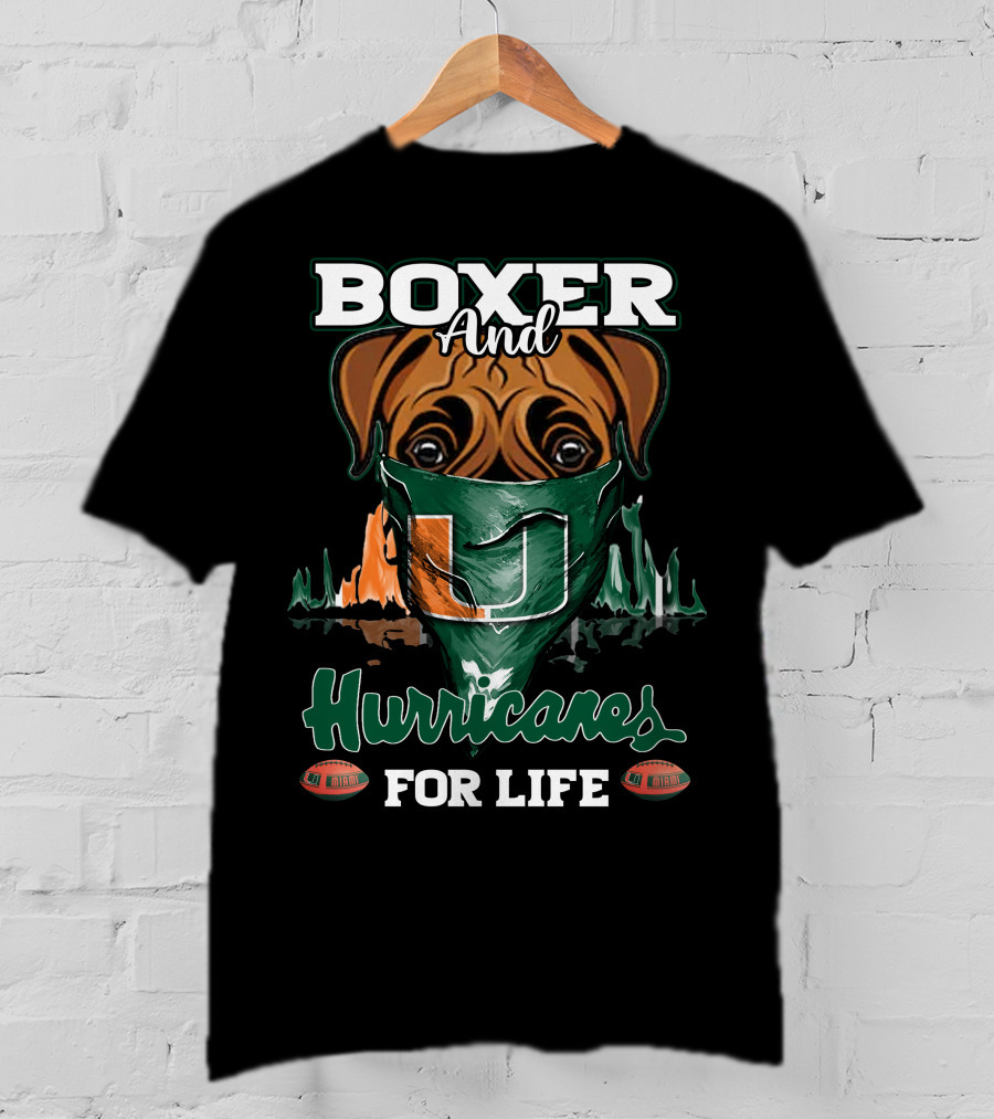 Boxer And Hurricanes For Life Miami T-Shirt
