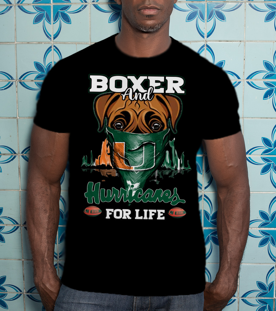 Boxer And Hurricanes For Life Miami T-Shirt