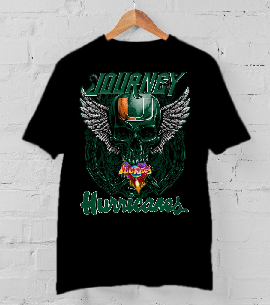 Journey Miami Hurricanes Skull Wings T-Shirt