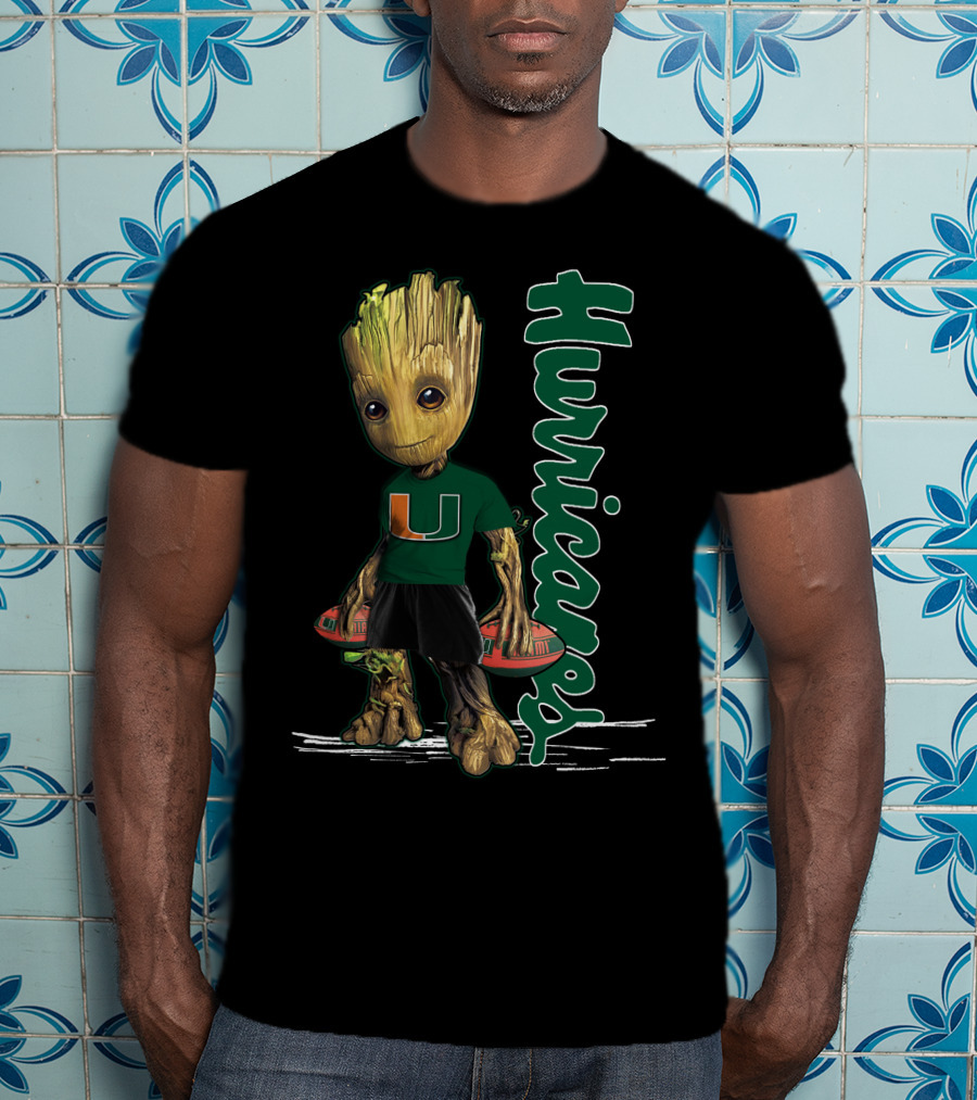 Groot Holding Football Miami Hurricanes U T-Shirt