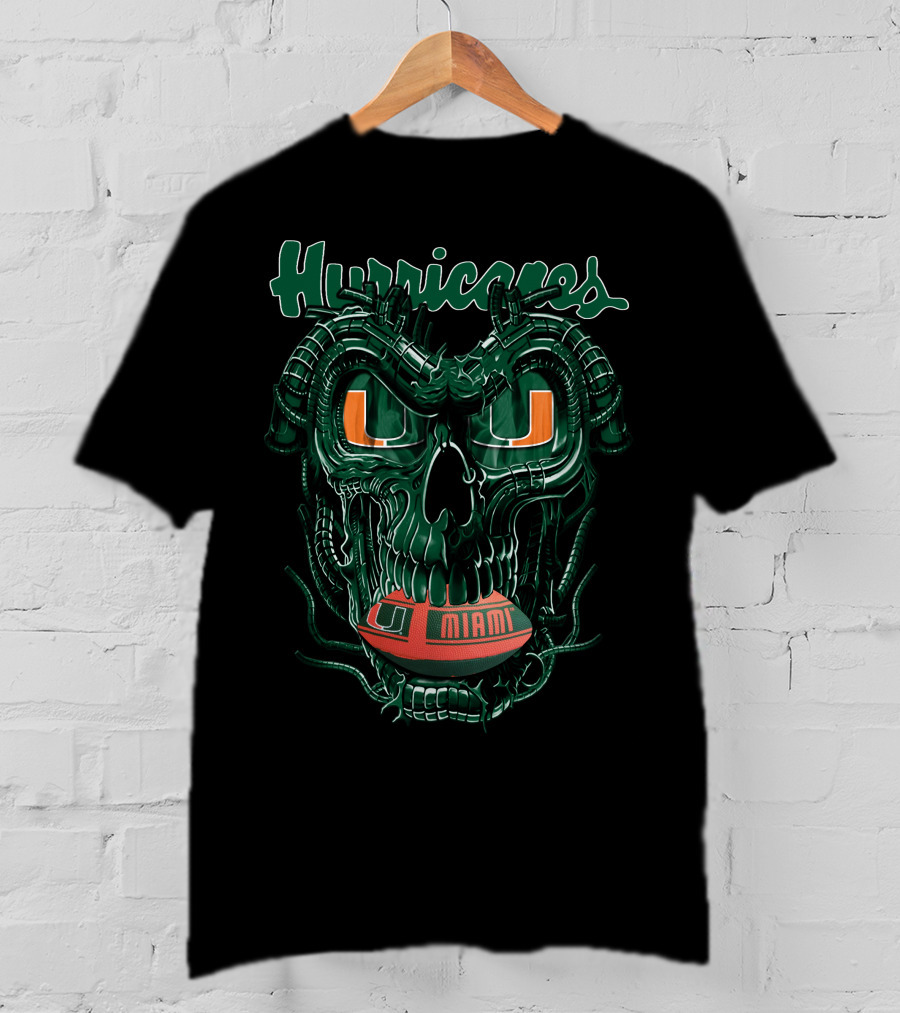 Miami Hurricanes Dragonskull Football T-Shirt