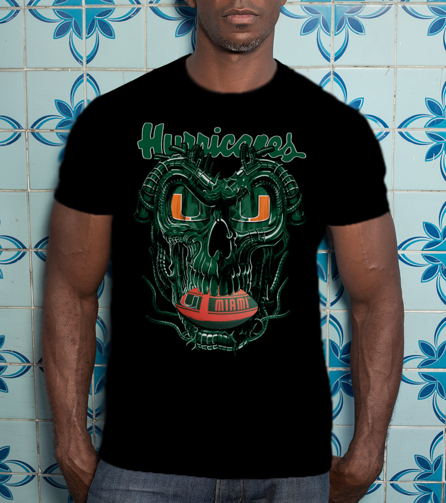 Miami Hurricanes Dragonskull Football T-Shirt
