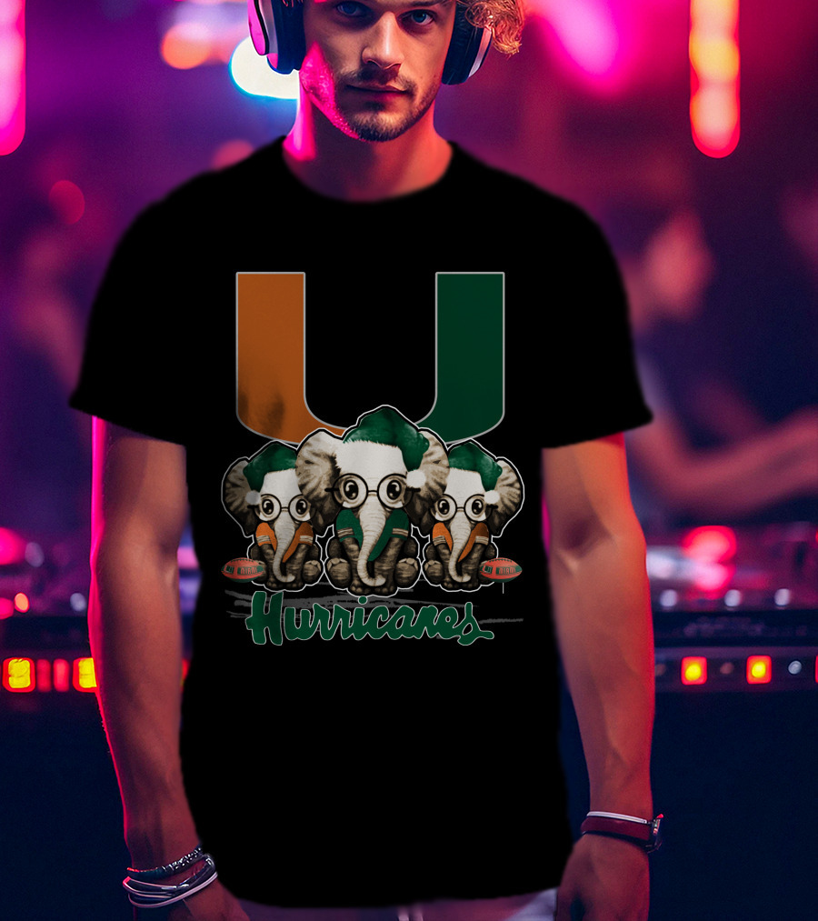 Miami Hurricanes Elephants Xmas T-Shirt