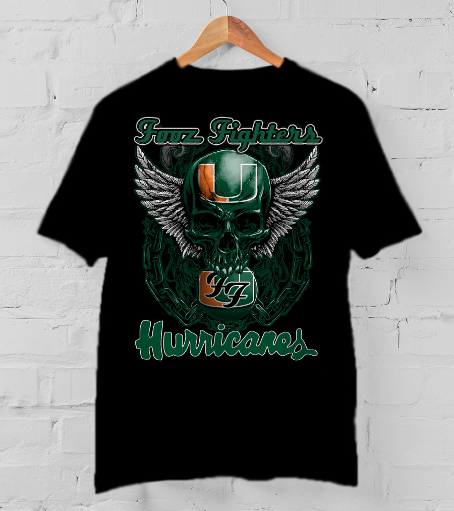 Four Fighters Miami Hurricanes U Icon Winged Skull Ff T-Shirt