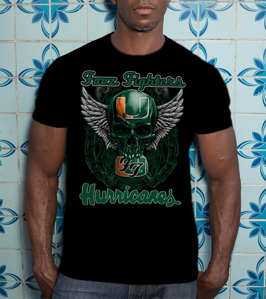 Four Fighters Miami Hurricanes U Icon Winged Skull Ff T-Shirt