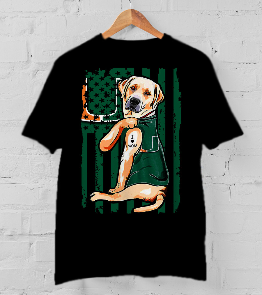 Labrador Retriever I Love Mom Miami Hurricanes T-Shirt