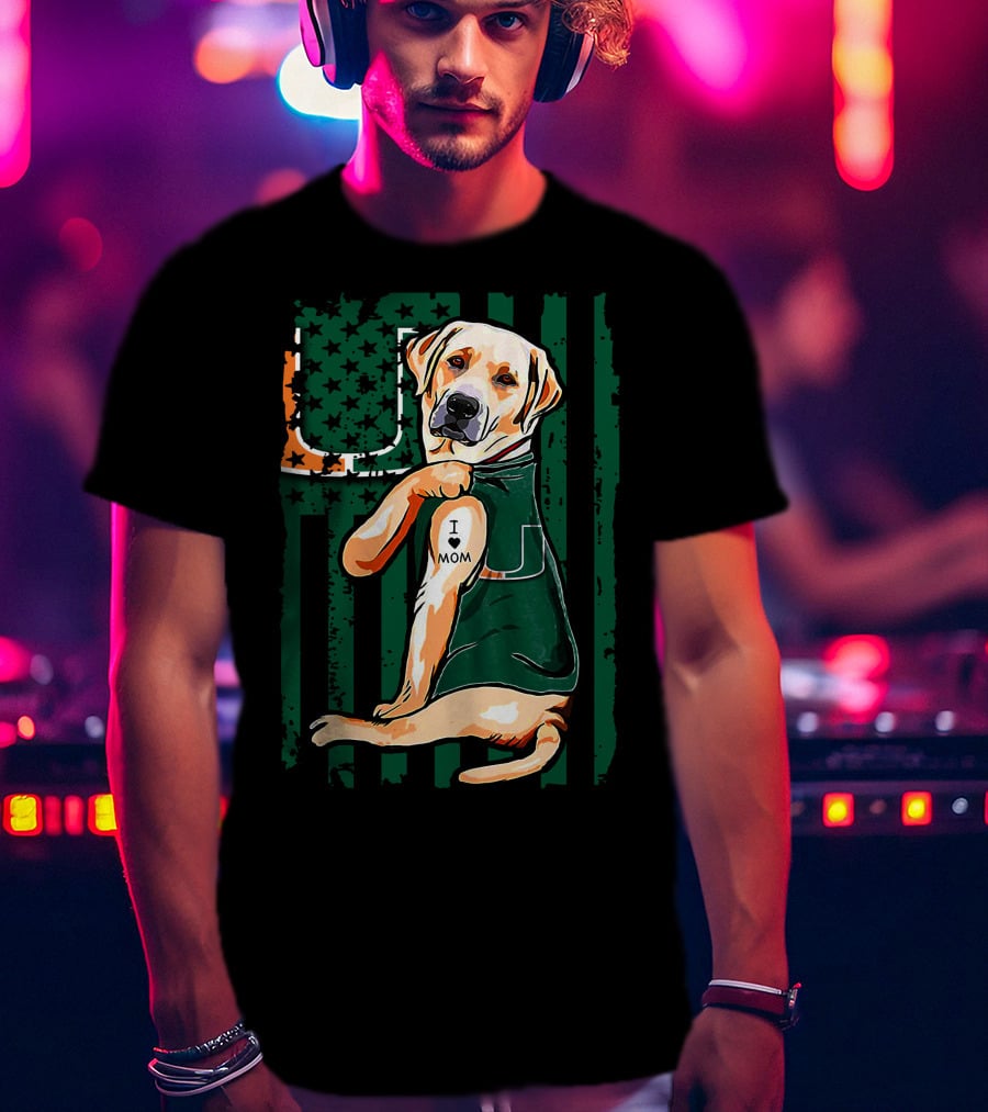Labrador Retriever I Love Mom Miami Hurricanes T-Shirt