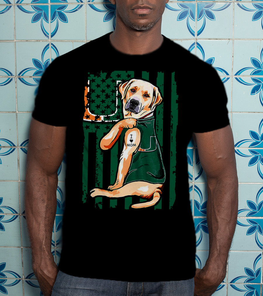 Labrador Retriever I Love Mom Miami Hurricanes T-Shirt