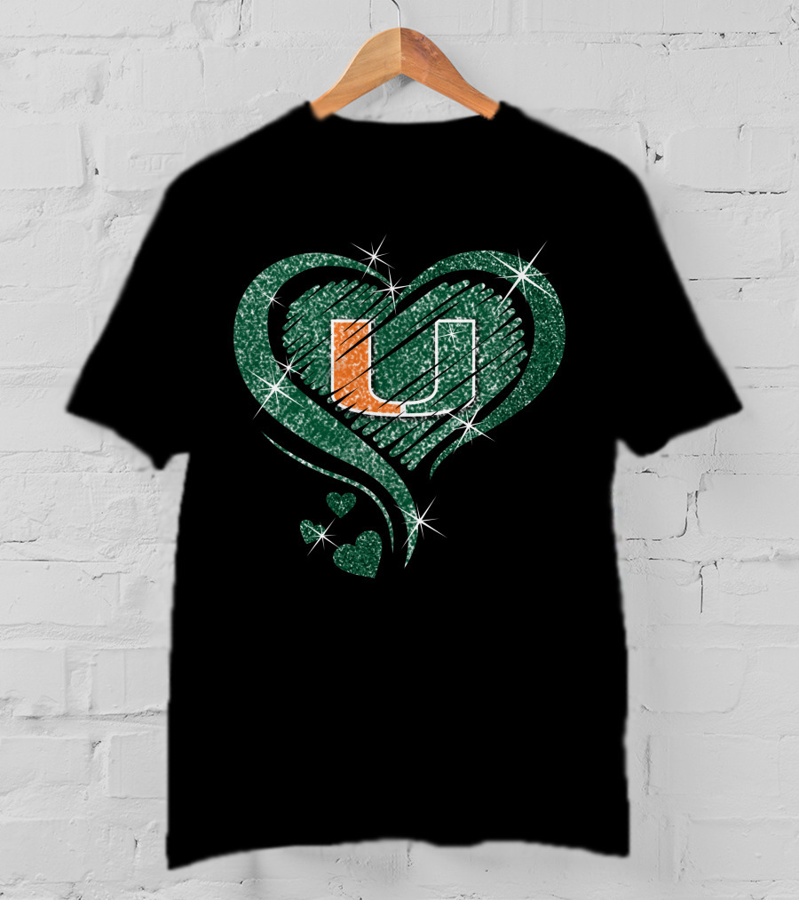 Heart Diamond Miami Hurricanes U T-Shirt