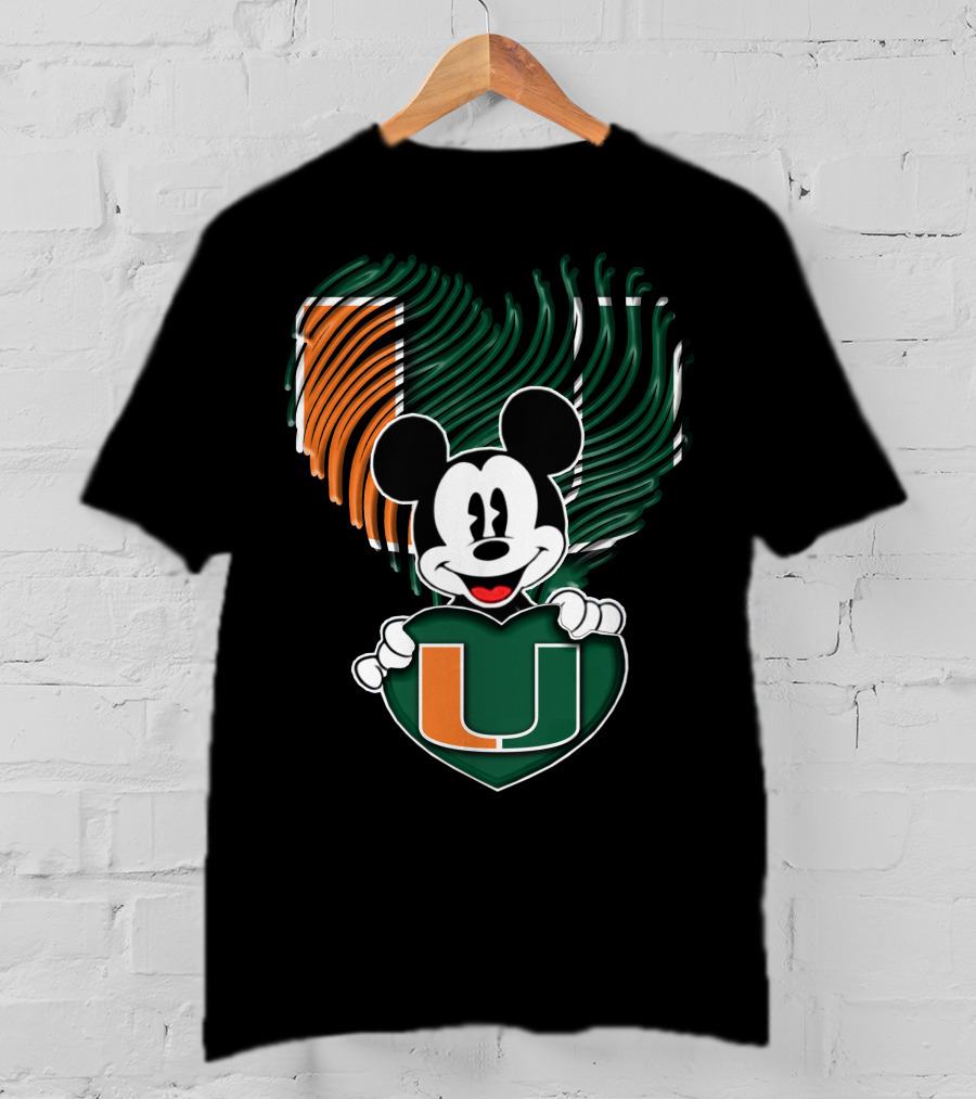Mickey Mouse Miami Hurricanes Heart U T-Shirt
